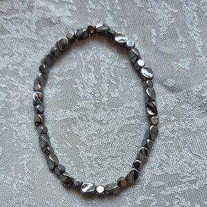 Sweet Silver Nugget Beaded Stretch Bracelet (J7)